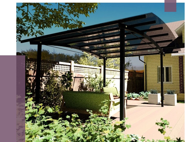 Навесы для террасы в Бугульме от 12888 руб. под ключ | ПРОЛЁТ-Бгл