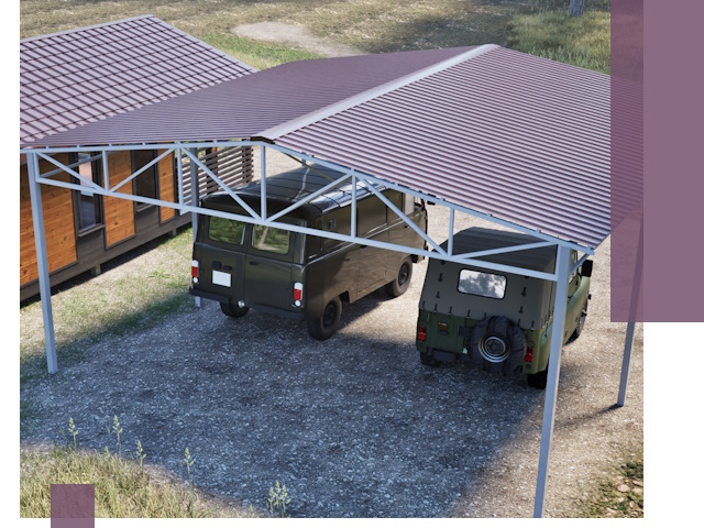 Двускатные навесы под ключ в Бугульме — изготовление и монтаж